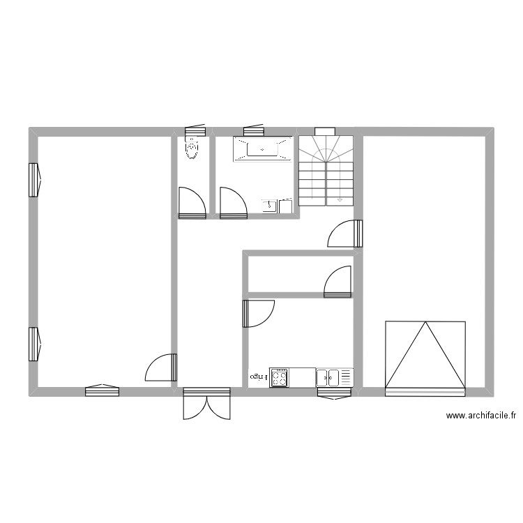 mokrnt. Plan de 4 pièces et 67 m2