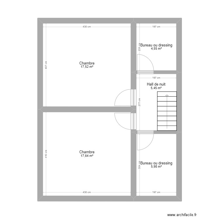 +1 cortil. Plan de 5 pièces et 51 m2