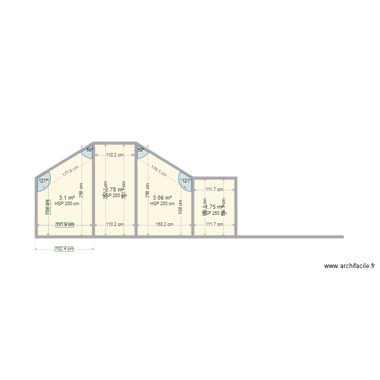 RIVIERE WC. Plan de 4 pièces et 11 m2