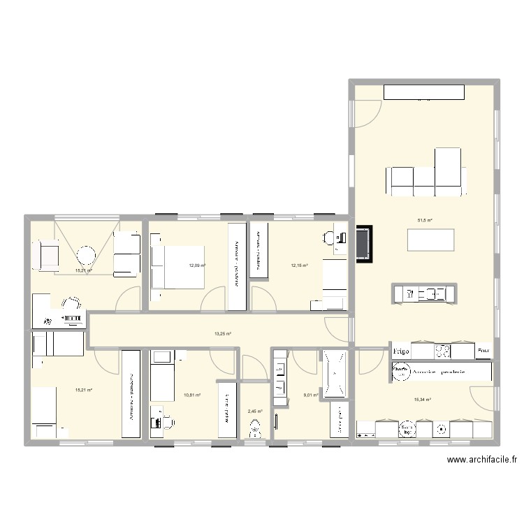 Maison 3. Plan de 10 pièces et 157 m2