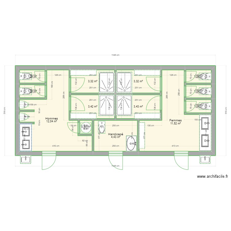 BlocS SanitaireS. Plan de 0 pièce et 0 m2