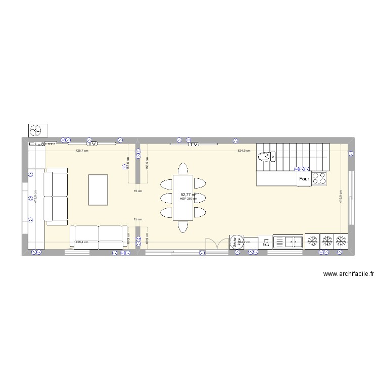 11 Berthoud Annexe 1 RDC. Plan de 1 pièce et 53 m2