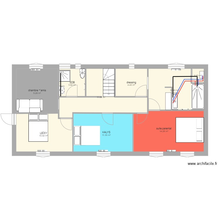 etage morgan cassandra 3. Plan de 9 pièces et 76 m2