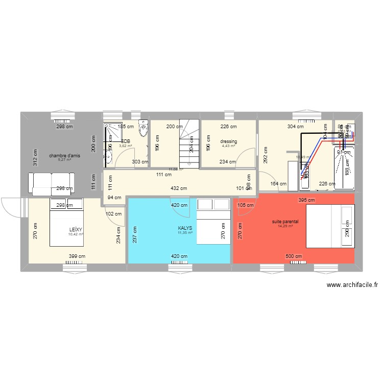 etage morgan cassandra 3. Plan de 9 pièces et 76 m2