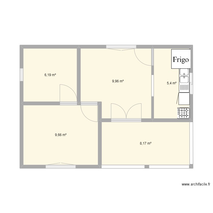 maison 2. Plan de 5 pièces et 39 m2
