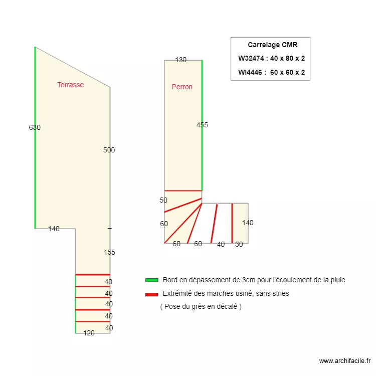 Terrasse et Perron. Plan de 