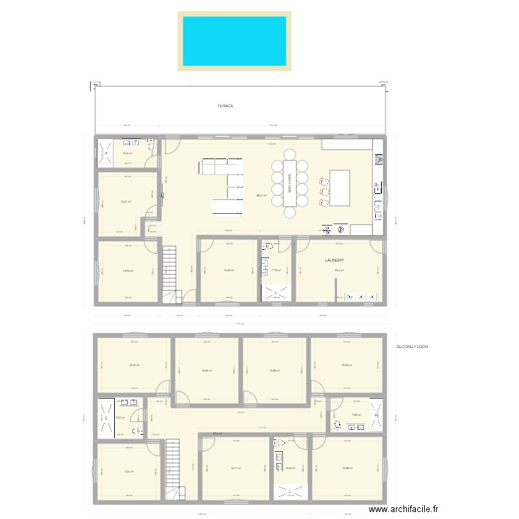 version 02. Plan de 18 pièces et 321 m2