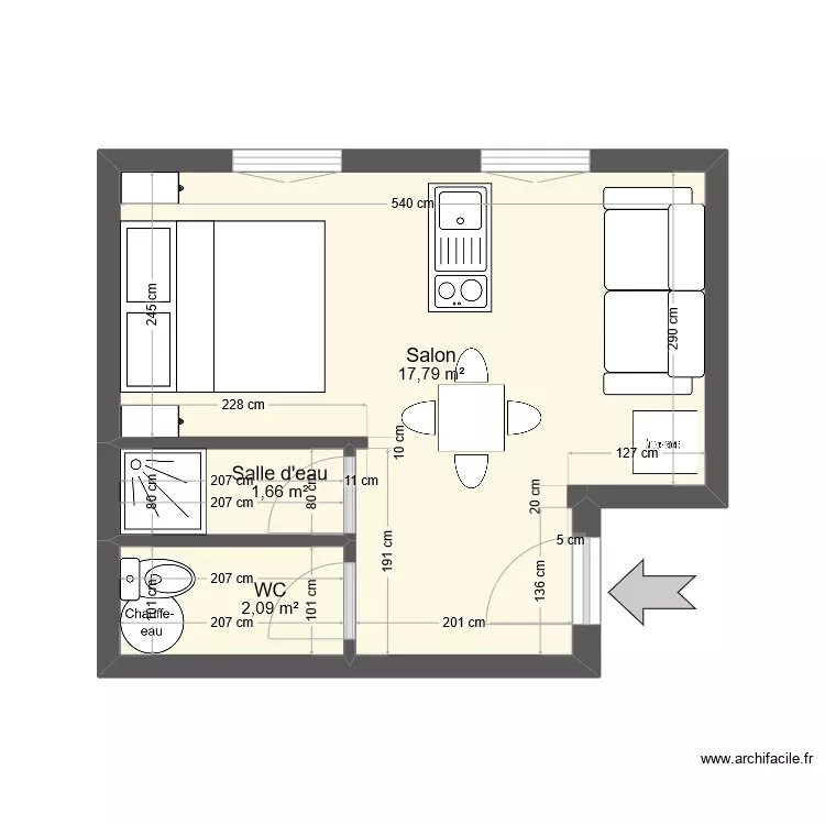 STUDIO PASCAL. Plan de 