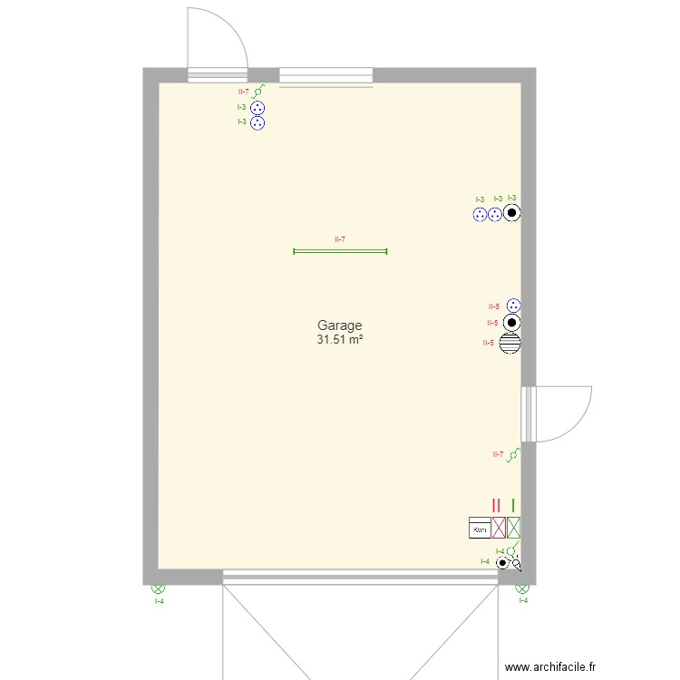 Plan garage Electricité Prises Interrupteurs. Plan de 0 pièce et 0 m2