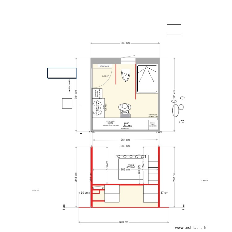 salle de bain suite P. Plan de 0 pièce et 0 m2