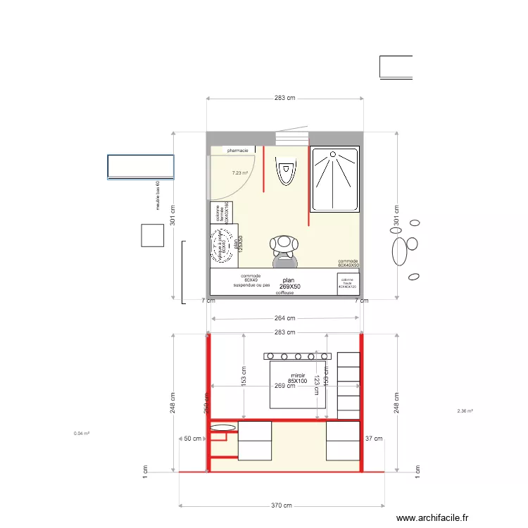 salle de bain suite P. Plan de 