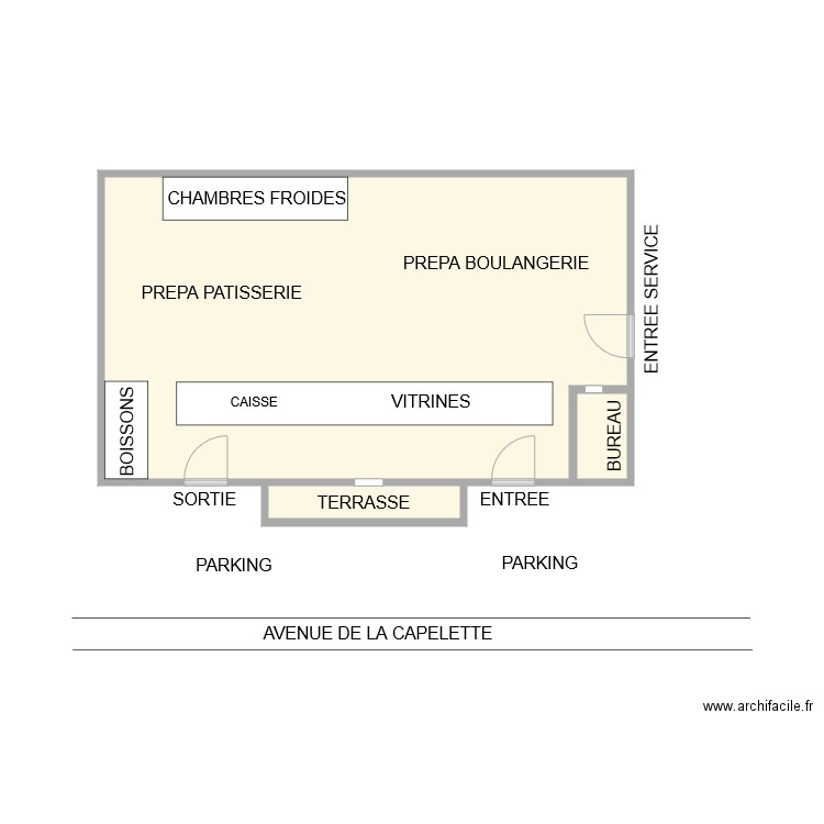 BOULANGERIE BISTROT MARSEILLE. Plan de 3 pièces et 32 m2