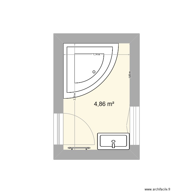dufrois. Plan de 1 pièce et 5 m2