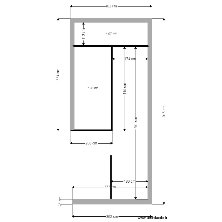 new sdb bis. Plan de 2 pièces et 11 m2