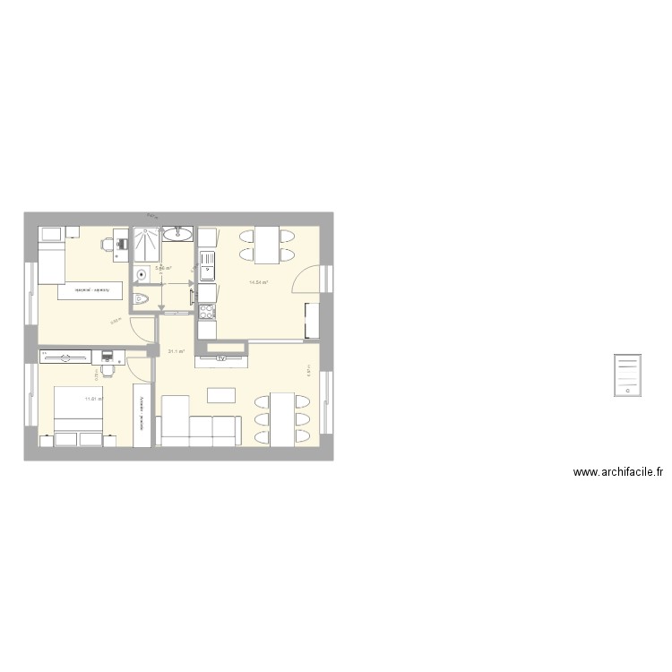 Les parc de Grigy étage v5. Plan de 4 pièces et 63 m2