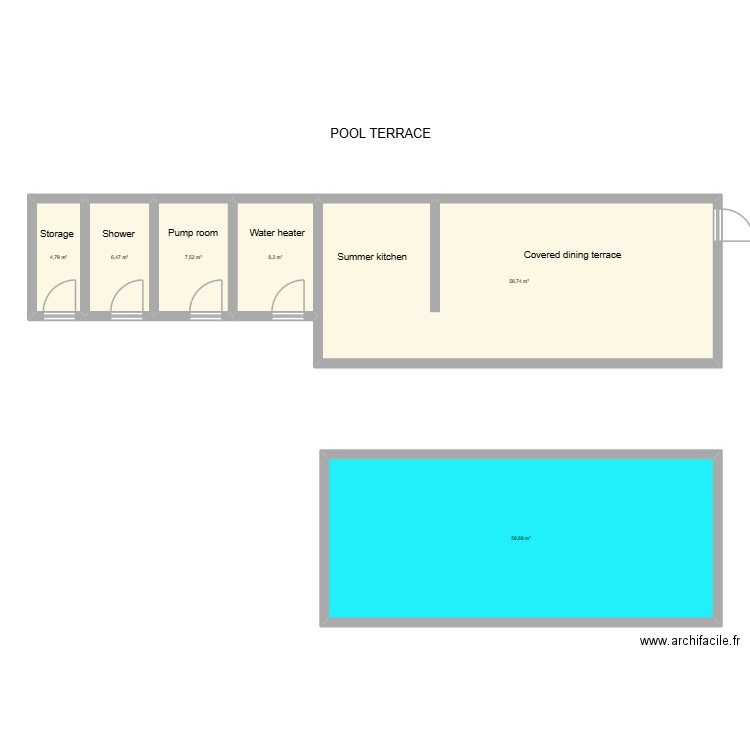 Sadournin Pool Terrace. Plan de 6 pièces et 146 m2