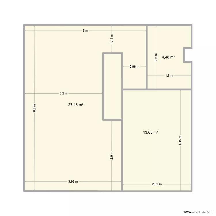 Cenon - vide. Plan de 3  et 46 m²