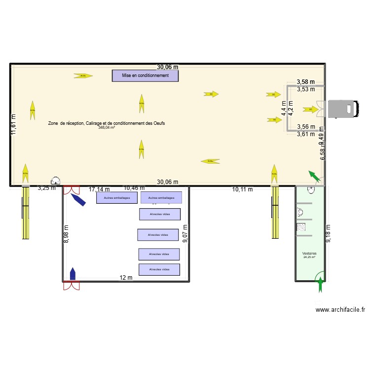 Oeufs. Plan de 2 pièces et 372 m2
