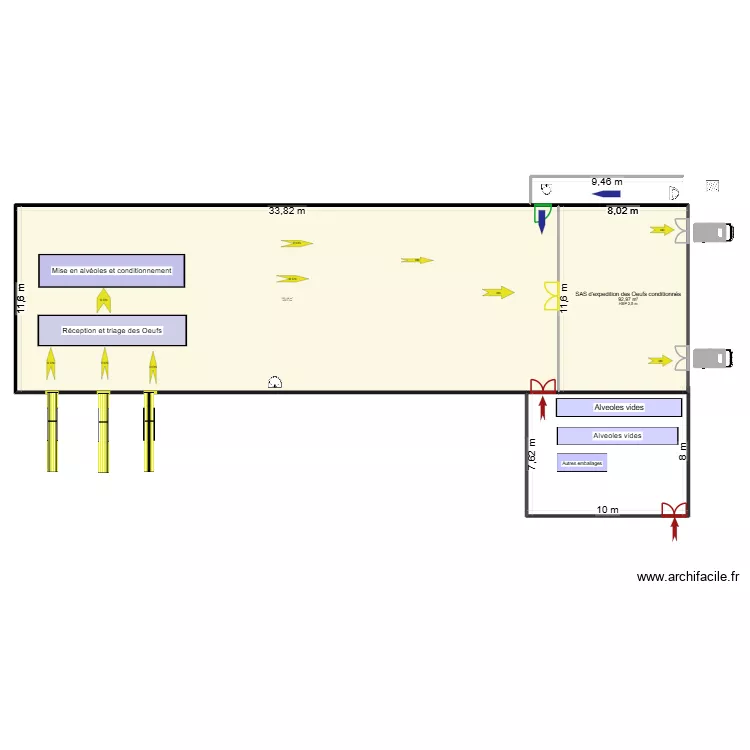 Oeufs. Plan de 2  et 485 m²