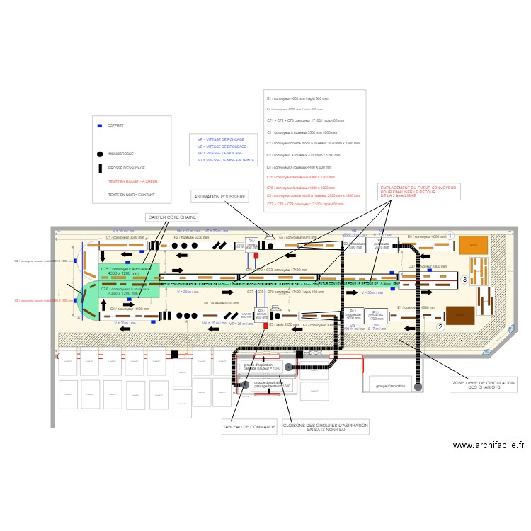 implantation production modifié V34 version sans UV avec lames de parquets. Plan de 1 pièce et 285 m2