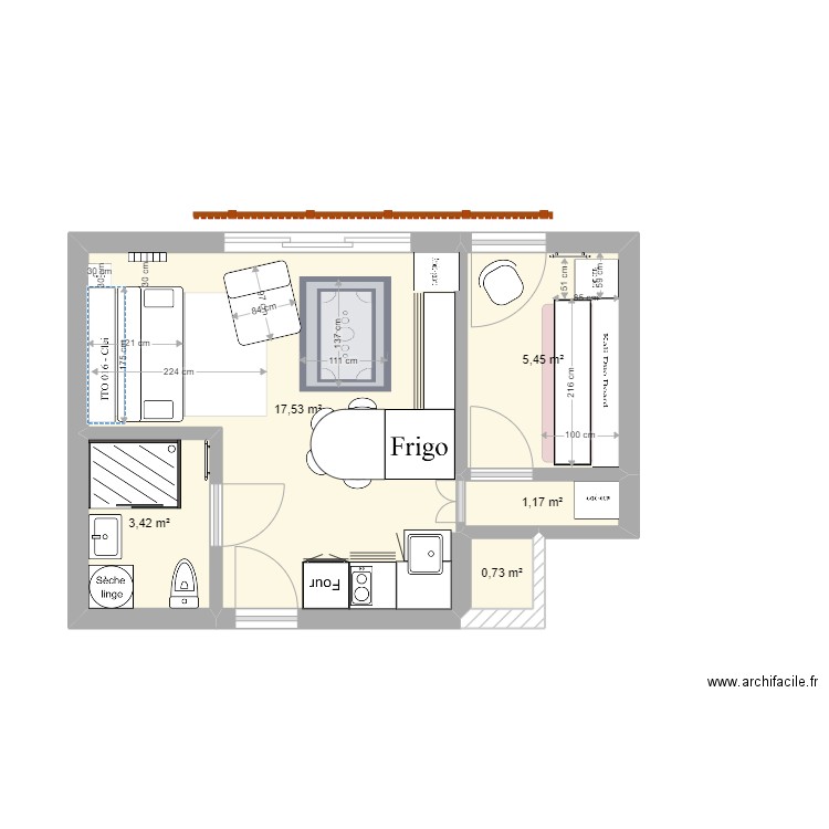 courchevel Aménagé2. Plan de 5 pièces et 28 m2