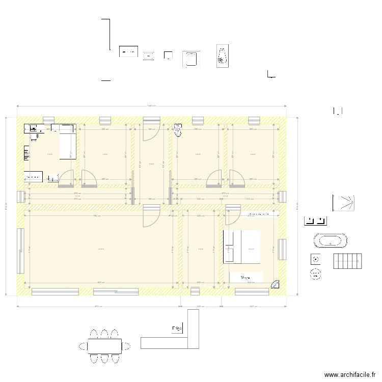 Maison paille plain pied . Plan de 10 pièces et 110 m2