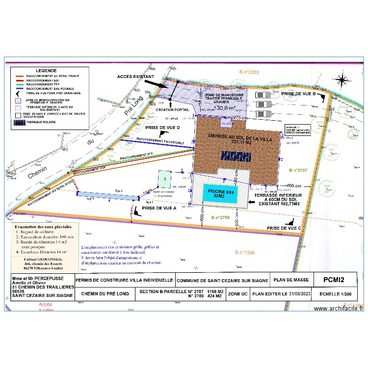 PLAN DE MASSE DEFINITIF. Plan de 1 pièce et 5 m2