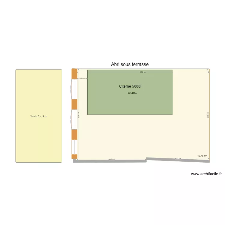 Abris sous terrasse 02. Plan de 