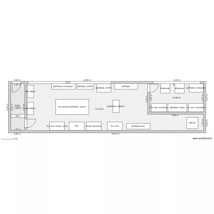 SALLE BLANCHE. Plan de 