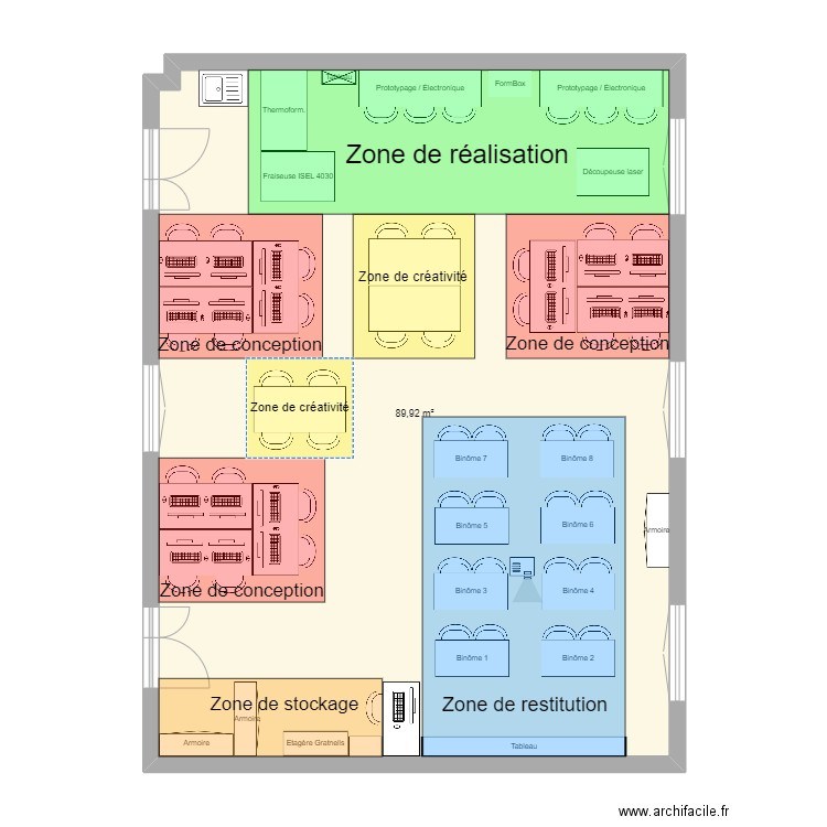 FabLab JDS. Plan de 1 pièce et 90 m2