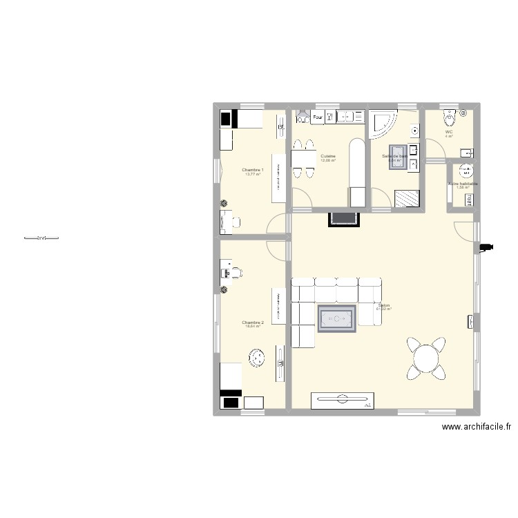 plan maison 120m². Plan de 7 pièces et 119 m2