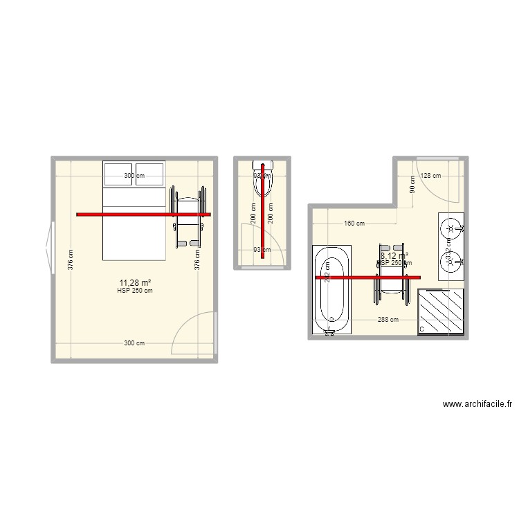 ROCHINI. Plan de 3 pièces et 21 m2