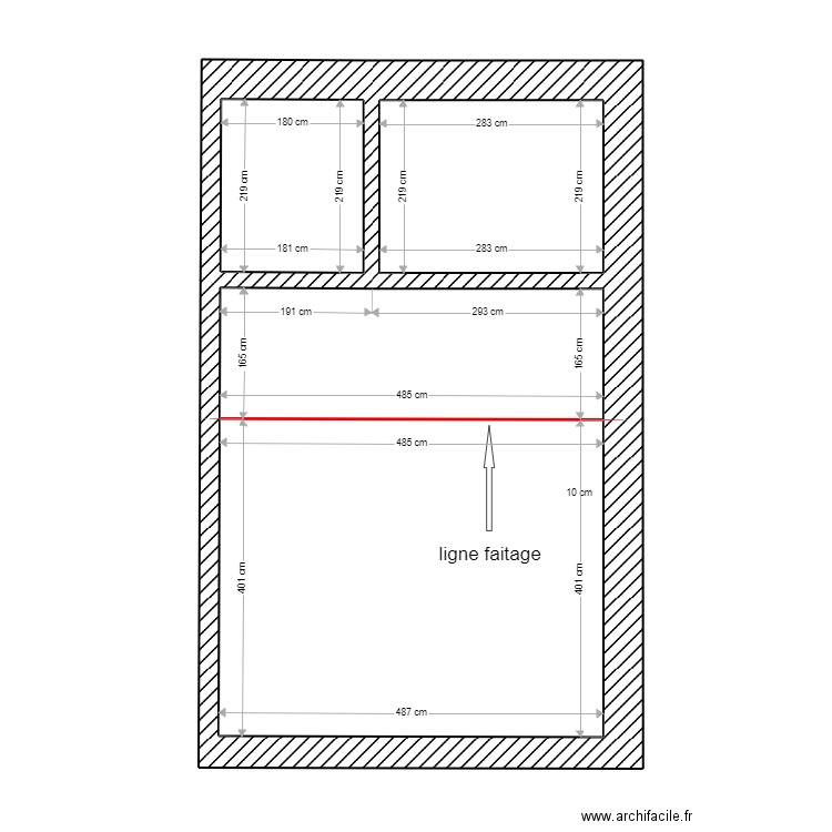 plan comble ouverture actuel . Plan de 0 pièce et 0 m2