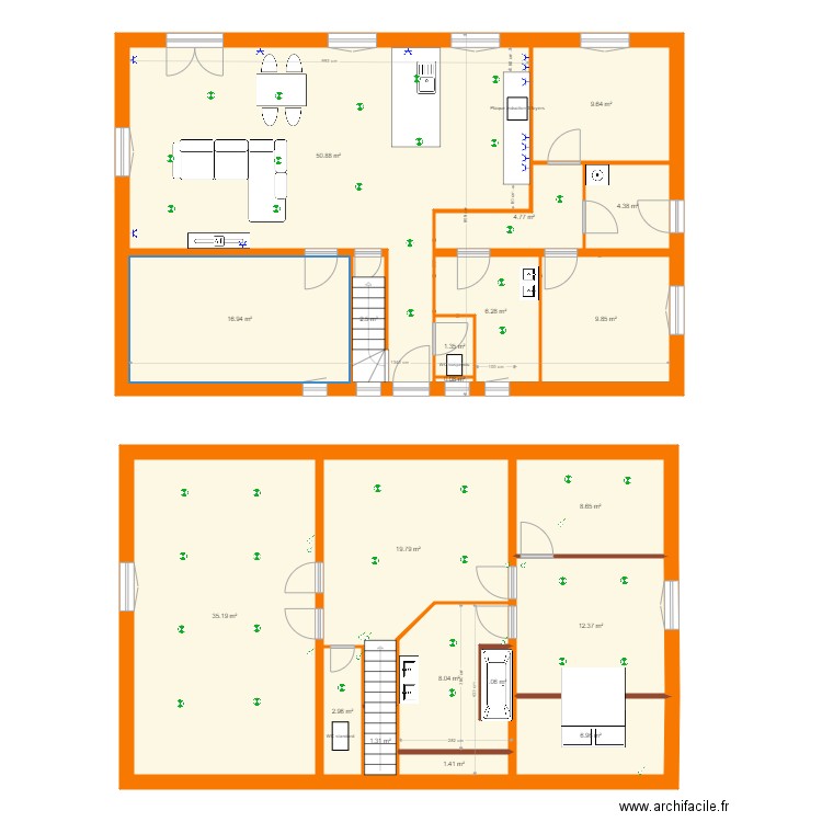 maison missillac . Plan de 20 pièces et 204 m2