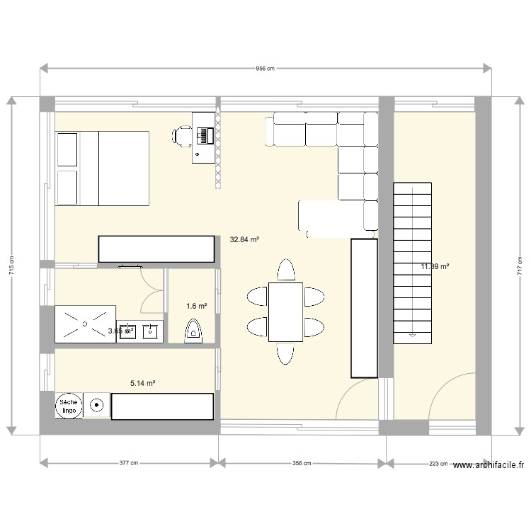 Studio. Plan de 0 pièce et 0 m2