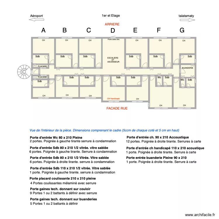 Portes int Chambres 1er ET. Plan de Portes int Chambres 1er ET. Plan de