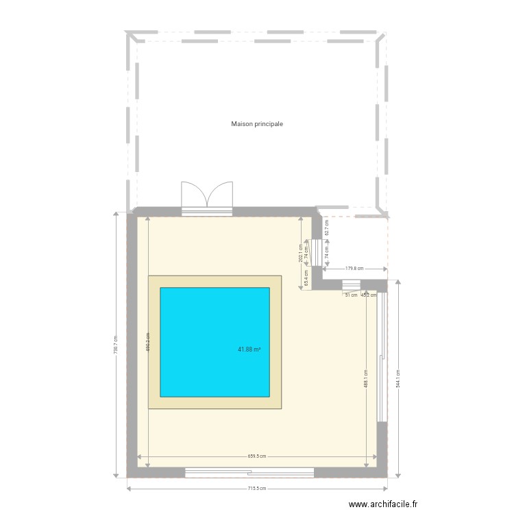Extension piscine. Plan de 0 pièce et 0 m2