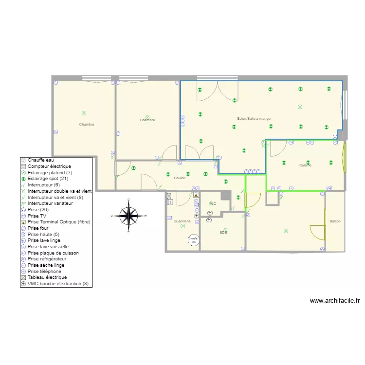 Plan &eacute;lectricit&eacute;. Plan de 