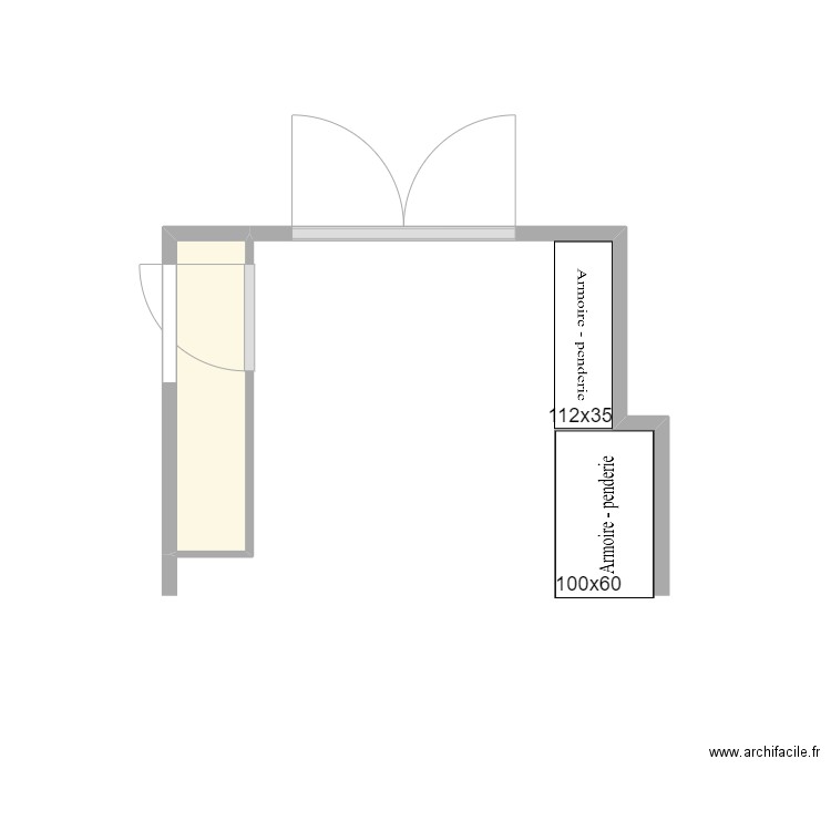 Dressing pynes V3 . Plan de 1 pièce et 1 m2