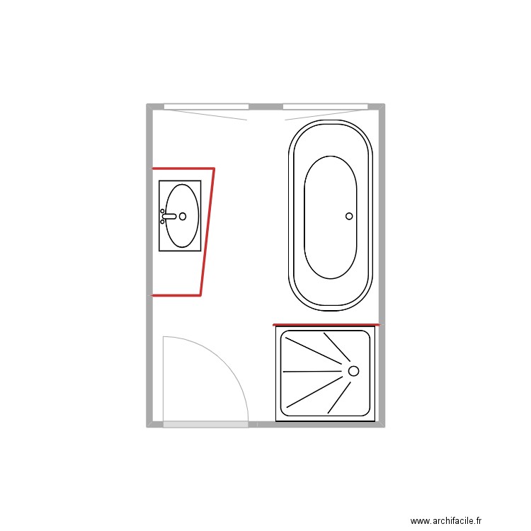 sdb marie. Plan de 2 pièces et 6 m2