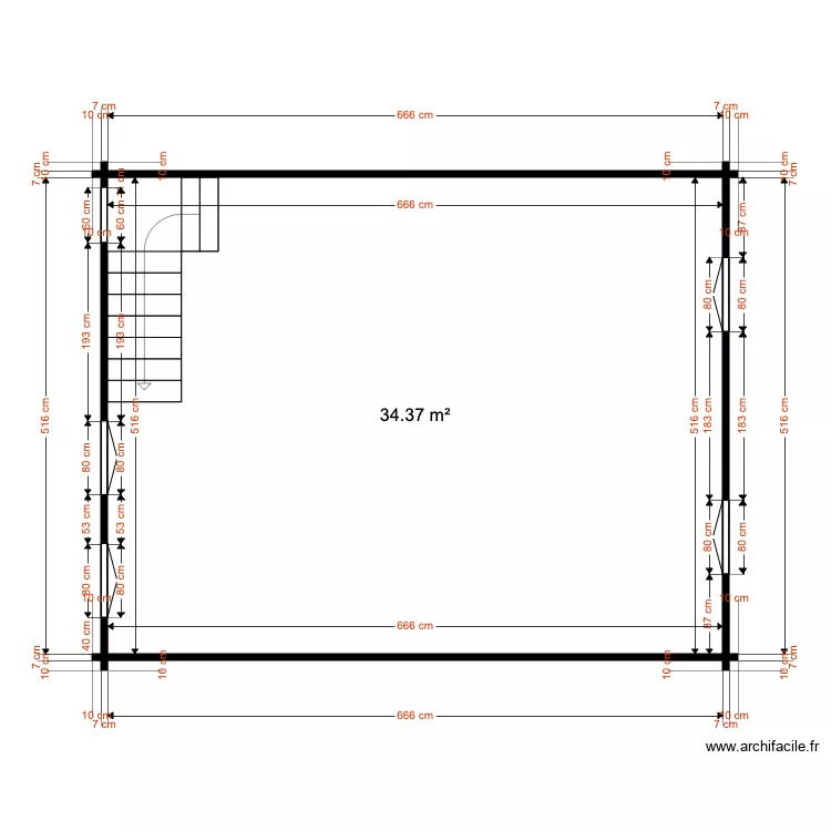 Etage Chalet 34 M  2. Plan de 
