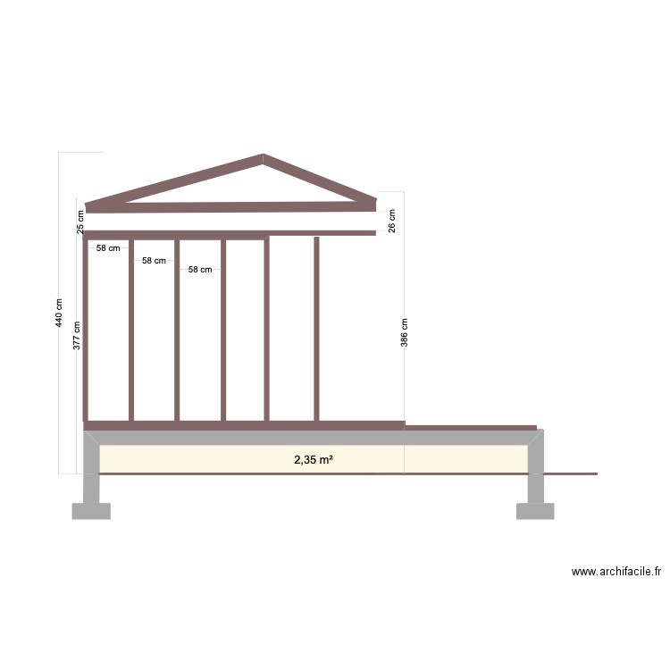 coupe façade. Plan de 0 pièce et 0 m2