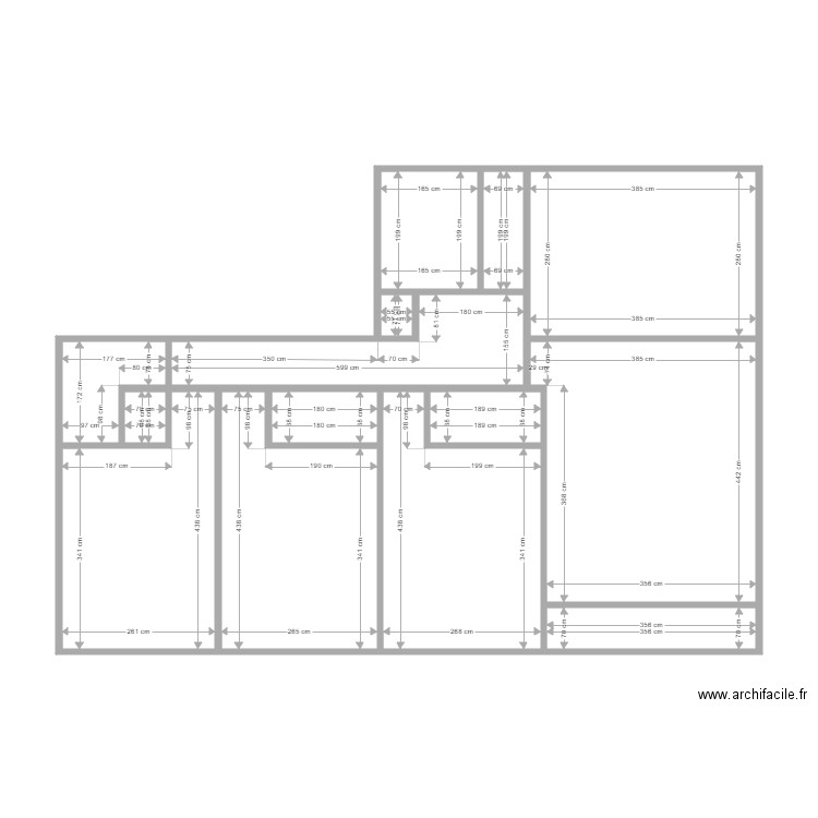 T4 82 dimensions blanc. Plan de 14 pièces et 76 m2