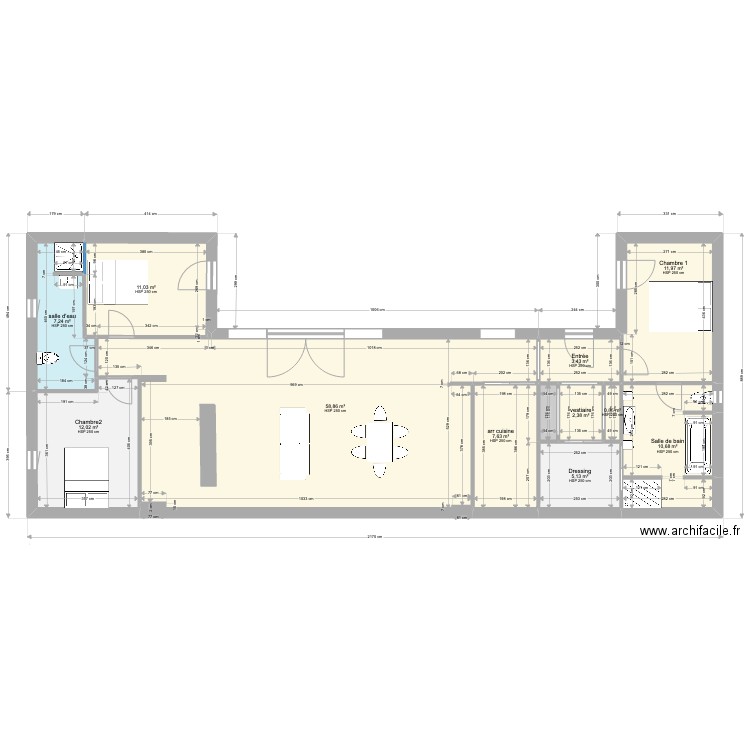 MAISON en U 132m2- changement de cuisine-28 juillet. Plan de 12 pièces et 132 m2