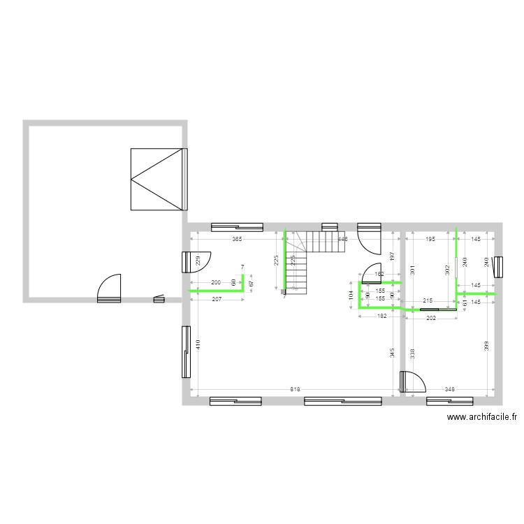 PALOMBA CLOISONS RDC. Plan de 4 pièces et 74 m2