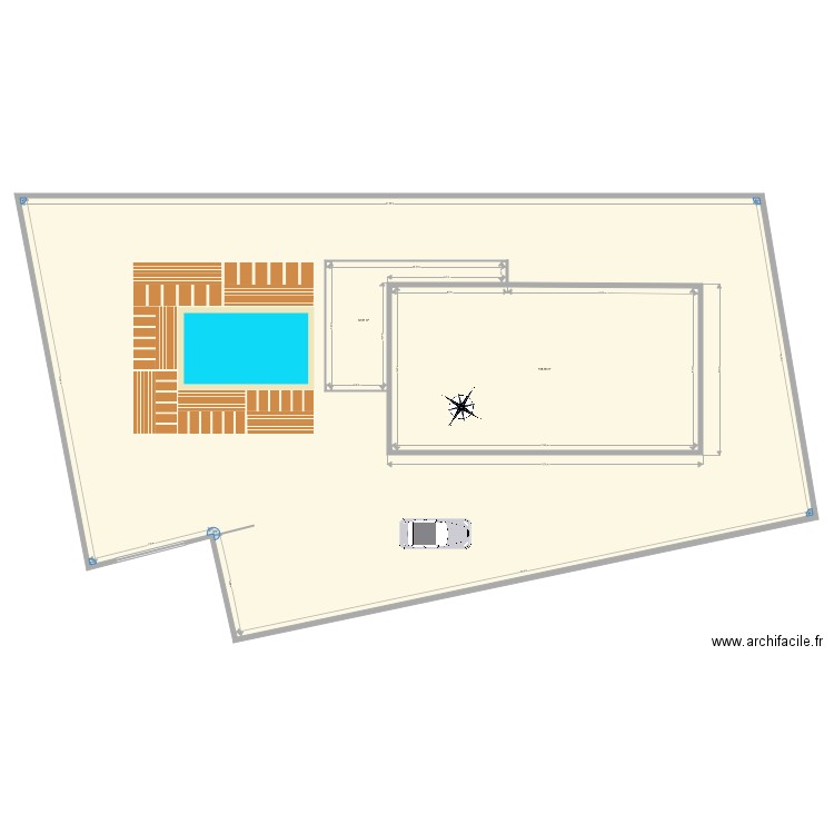 Plan implantation maison Lecci 152m2. Plan de 3 pièces et 1062 m2