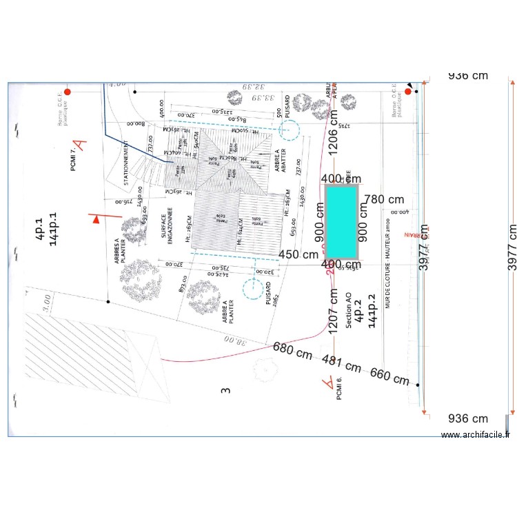 piscine. Plan de 0 pièce et 0 m2