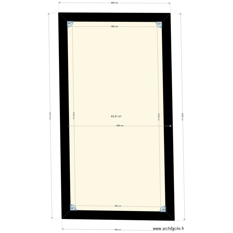 biran 01. Plan de 1 pièce et 63 m2