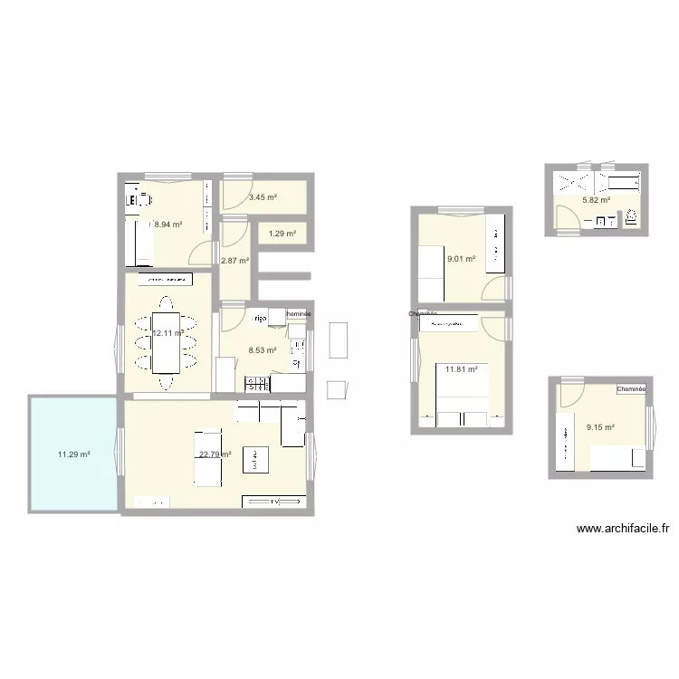 Sans bouger salle a manger dans le salon. Plan de 