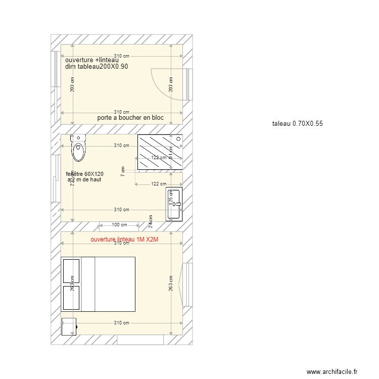 plan salle de bain wc chambre armande nov 1. Plan de 3 pièces et 21 m2